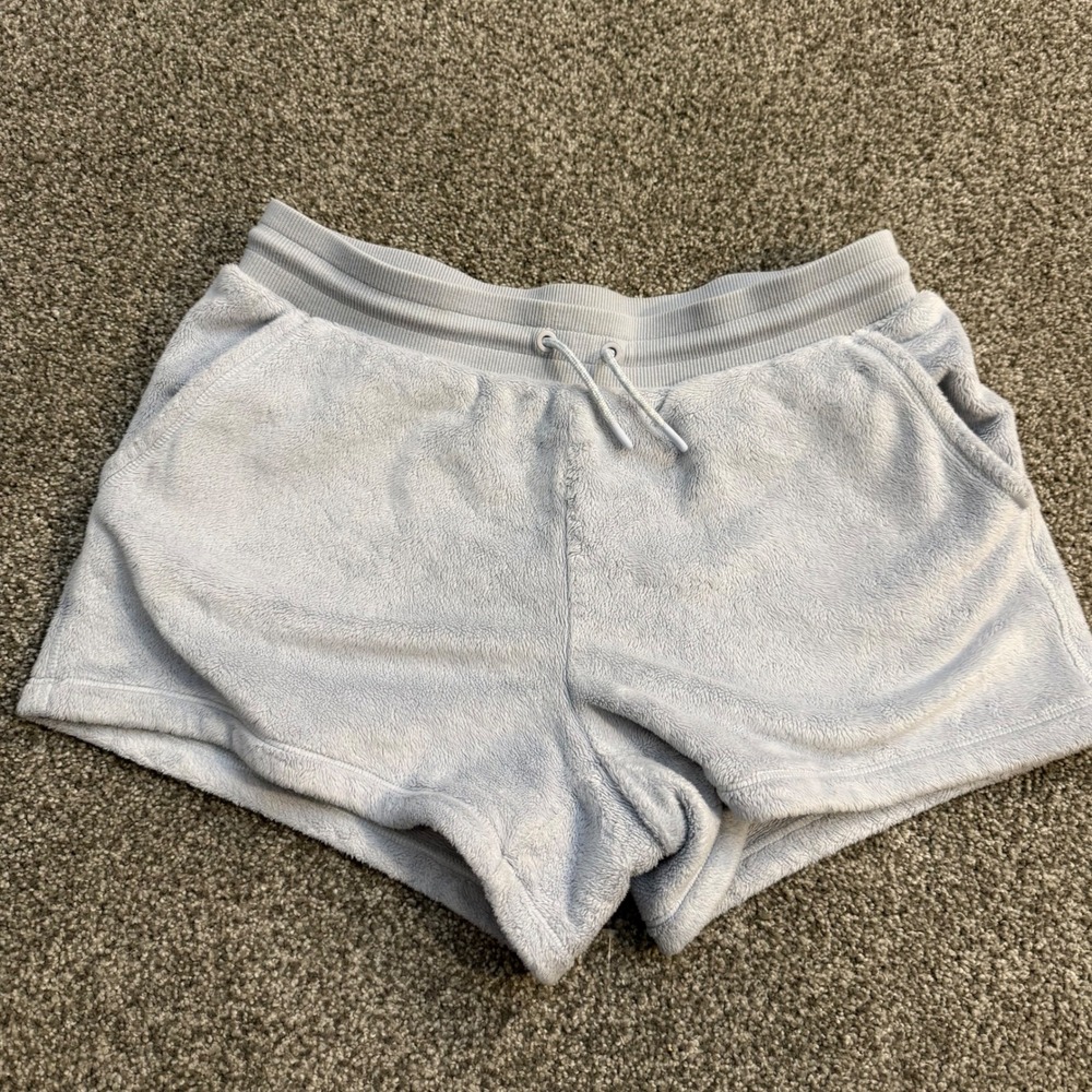Athleta Girl Plush‎ Fleece Lounge Shorts Light Blue Kids Size XXL 16